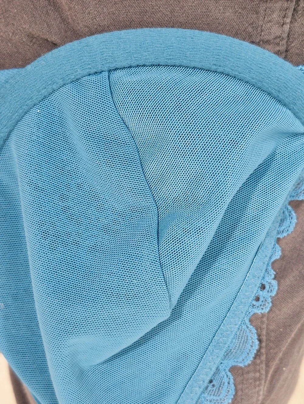 36B Soma Plunge Unlined Lace Underwire Bra Teal Blue